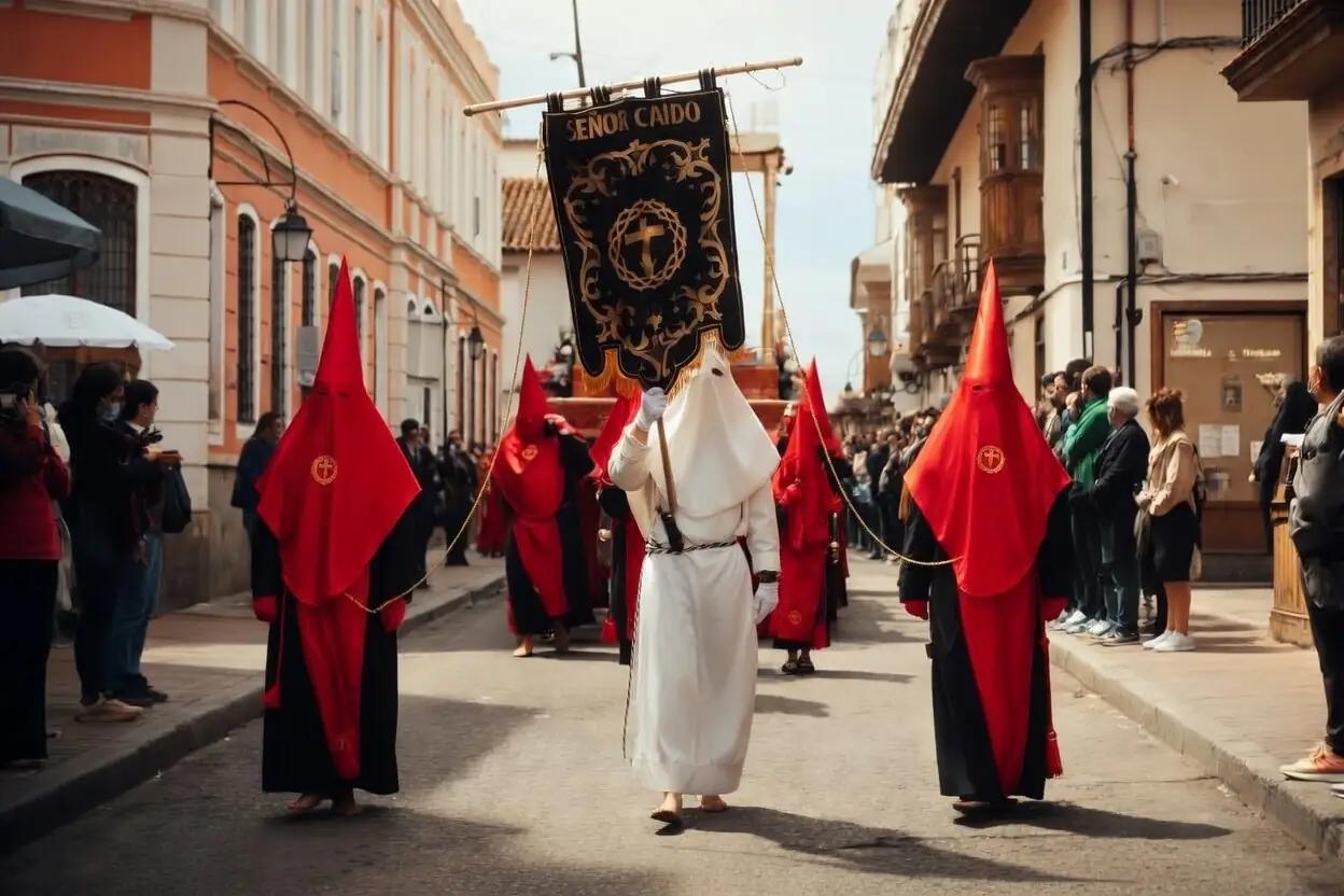 Nazarenos durante procesión en Tunja